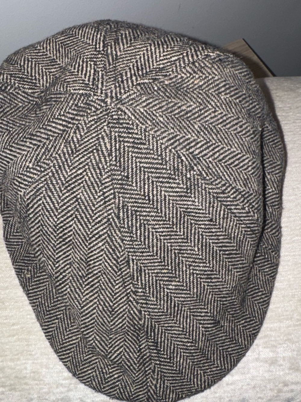 Men's Brown Herringbone Newsboy Cap